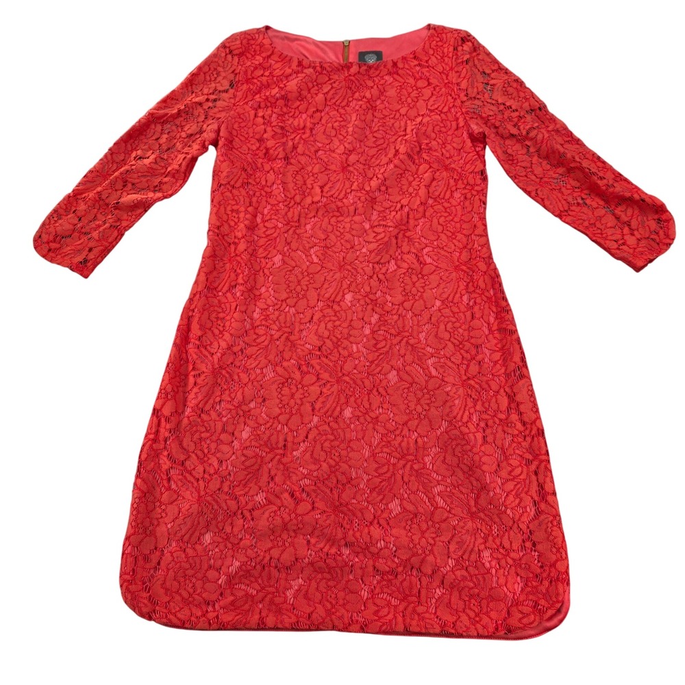 Vince Camuto Coral Lace Dress Cocktail Party Wedding Guest Size‎ 8 Pink